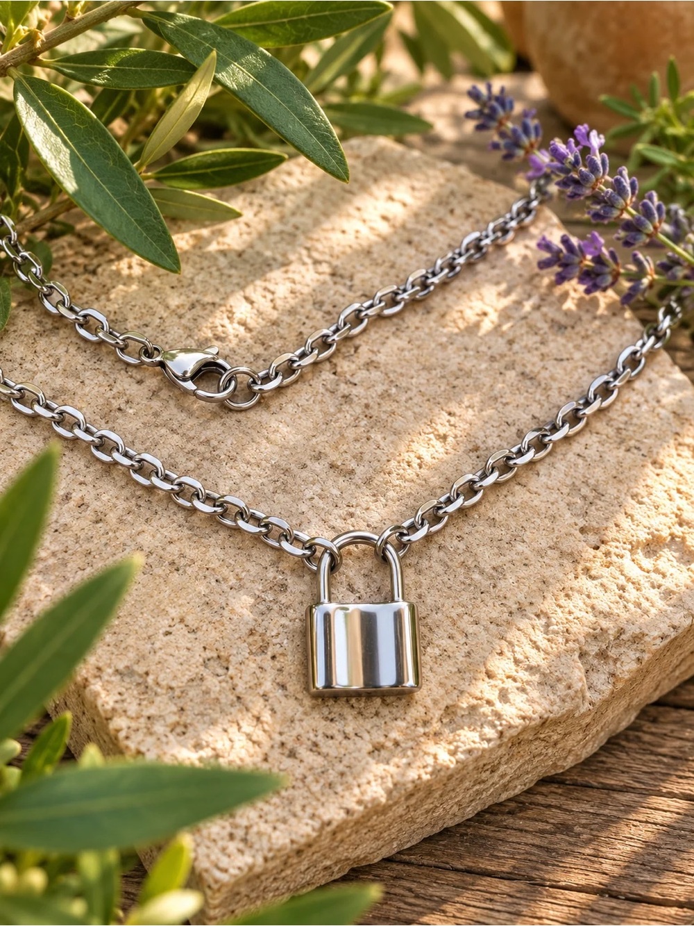 Padlock Pendant Necklace - Silver